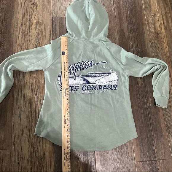 Cayucos Ca SURF COMPANY sage green hooded zip up sweatshirt Women's XS soft - Picture 8 of 8